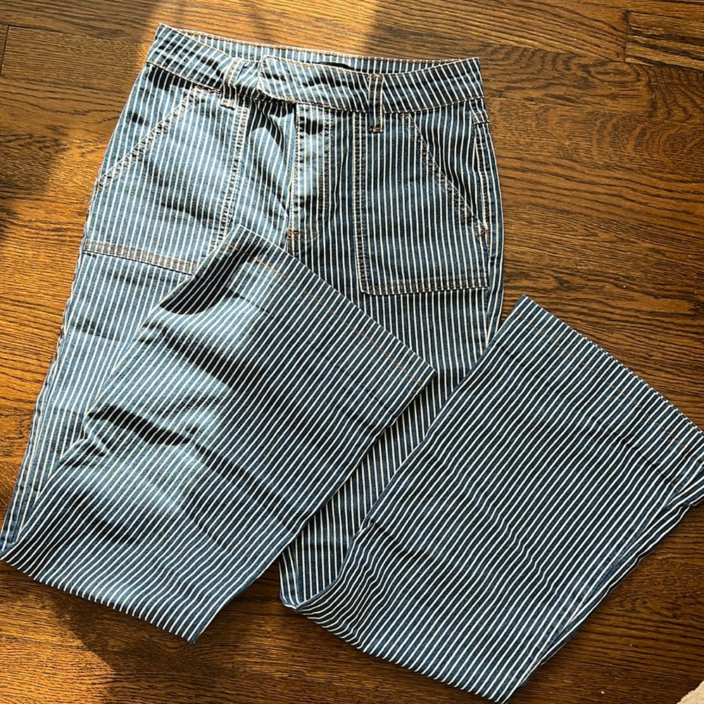 Striped flare jeans